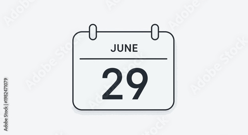Calendar Page Showing June 29th - Simple Graphic Icon