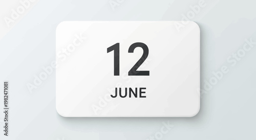 Calendar Page Showing June 12 Date Minimalist Design