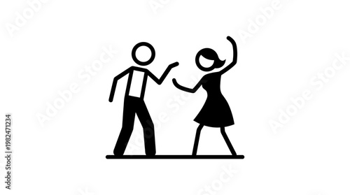 People Dancing Icon on White Background