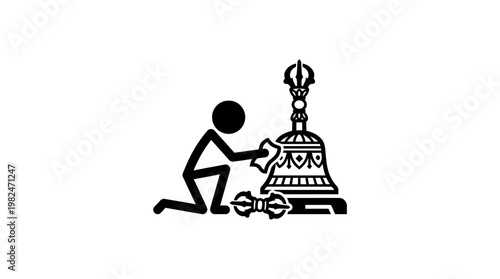 Stick Figure Cleansing a Traditional Bell