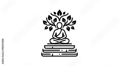 Meditating Buddha Under Bodhi Tree Logo