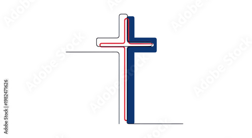 Abstract Cross Symbol Outline, Faith, Spirituality, Religion, Christian Icon, Minimalist Design