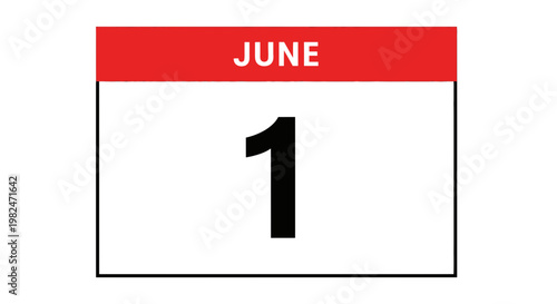 June 1st Calendar Date Reminder - Simple Design