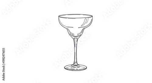 Hand Drawn Margarita Cocktail Glass Sketch - Empty Drinkware Outline
