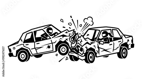 Car Accident Two Vehicles Colliding