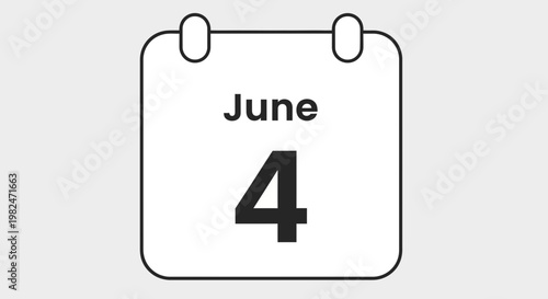 June 4th Calendar Icon - Simple Graphic for Dates and Events