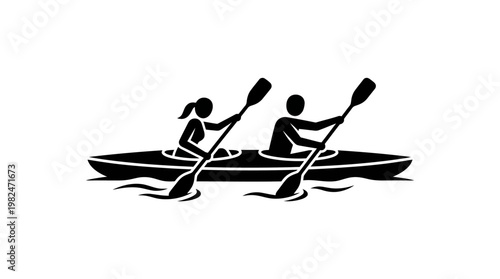 Kayaking Couple Silhouette