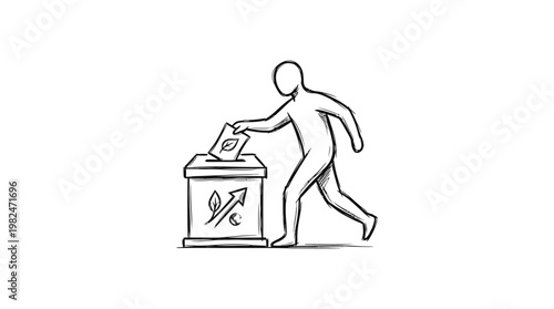 Person Voting Putting Ballot Into Election Box