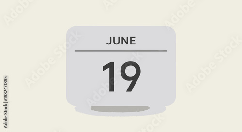June 19th calendar page reminder, conceptual image for dates and appointments