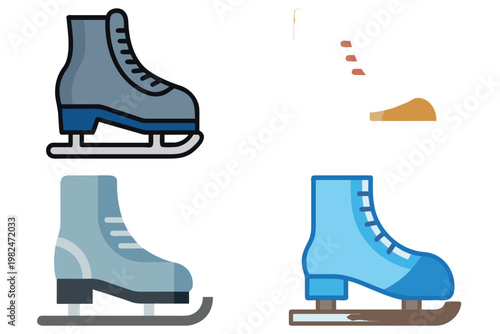 Ice Skates Vector Illustration - Winter Sport, Figure Skating, Cold Season
