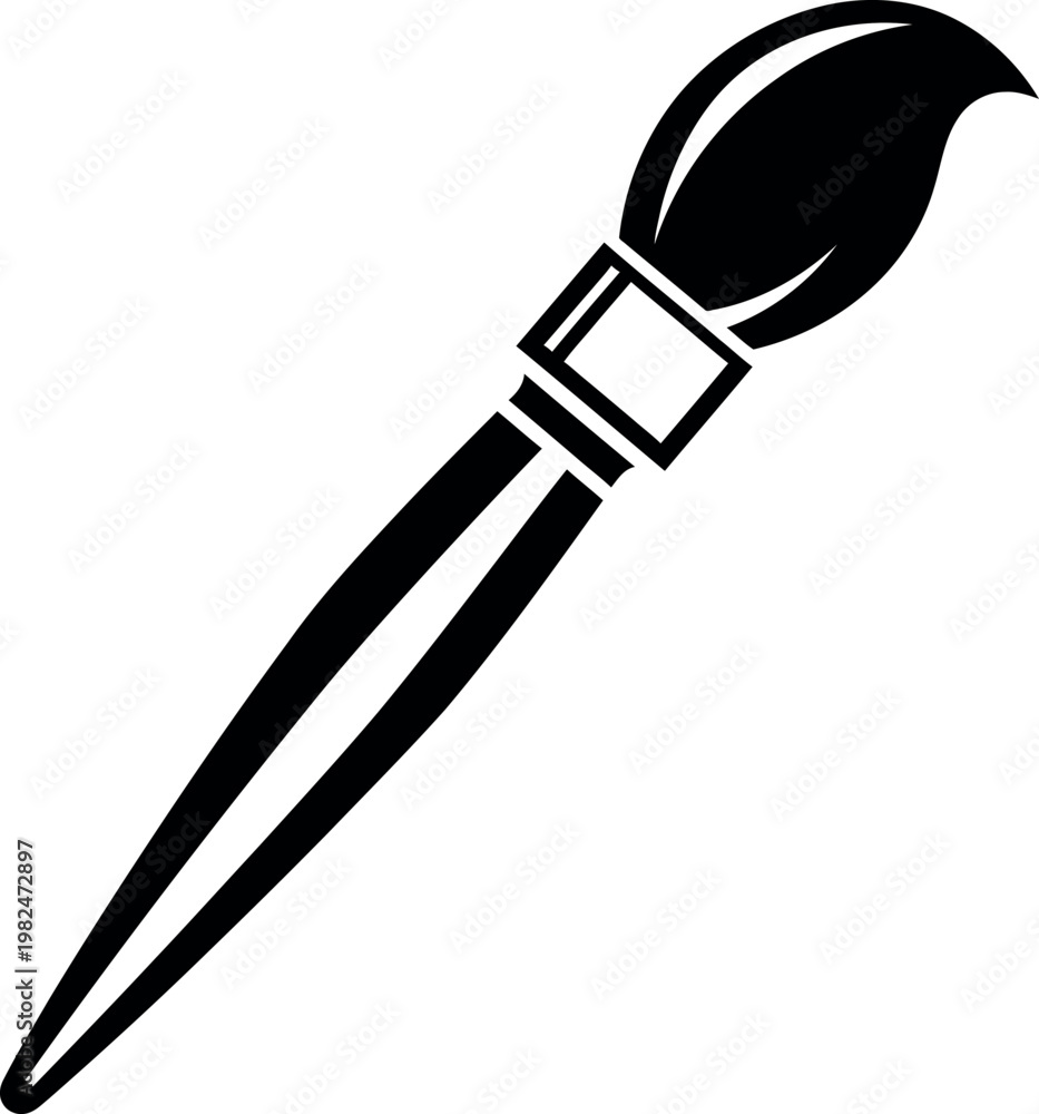 Obraz premium Paintbrush silhouette a black and white artistic tool illustration