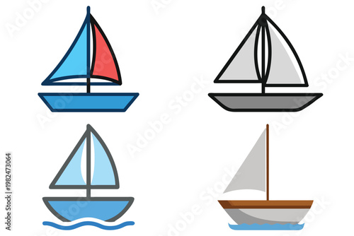 Sailboat vector illustration, nautical, sea, water, travel, adventure