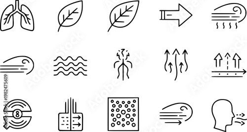 Breathable icons on white background. EPS 10. Editable linear style stroke. Vector icon
