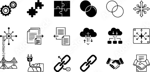 Integration icons in trendy flat style. Icon design, logo, app, UI. Vector illustration
