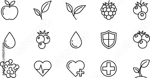 Antioxidant icons concept. Vector Line Icon Design. Simple flat style
