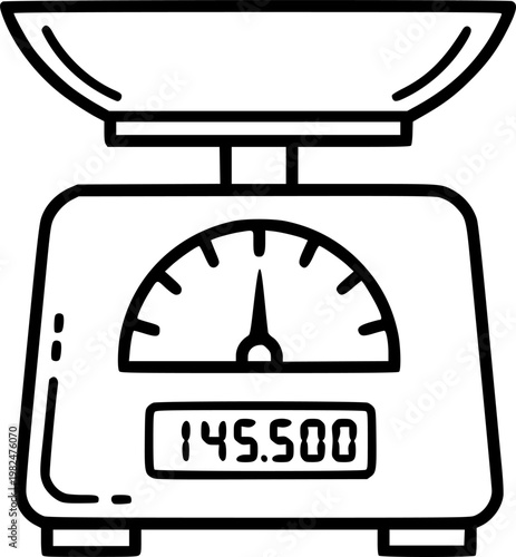 Kitchen scales icons on white background. EPS 10. Editable linear style stroke. Vector icon
