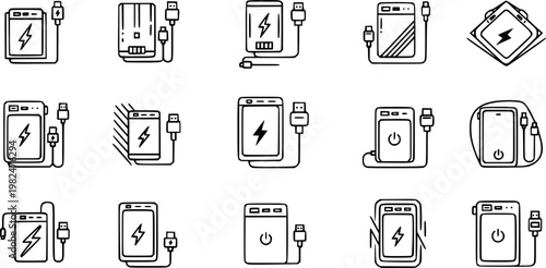 Power bank icons or logo design isolated sign symbol vector illustration - high quality line style vector
