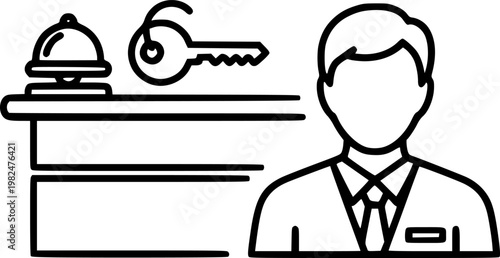 Reception icon element in flat simple style. Thin stroke editable icons
