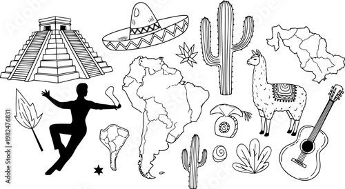 Latin america icon vector design. icon doodle hand drawn.
