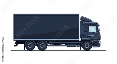 Dark Blue Delivery Truck, Cargo Van, Logistics Vehicle, Transportation Illustration