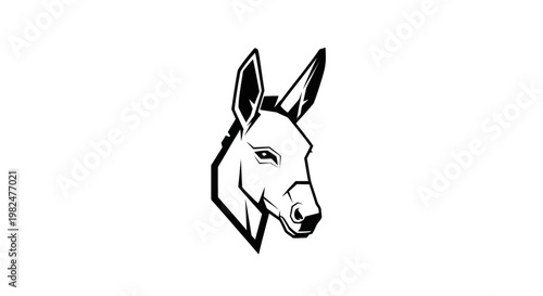 Donkey Head Silhouette, Vector Art, Farm Animal, Minimalist Style