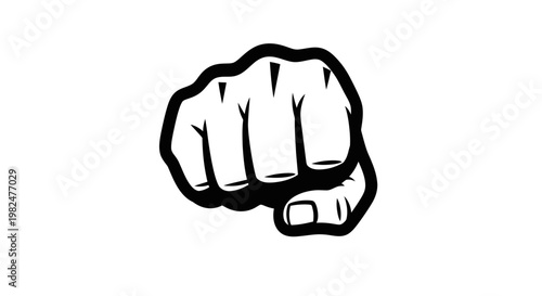 Fist Punch Icon, Power Gesture, Strength Symbol, Vector Illustration