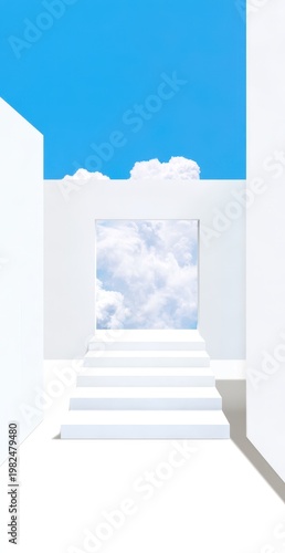 Minimalist White Staircase Scene