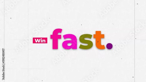 Win fast typographic animation on a grainy background for gym workout fitness motivation. Fitness motivation words