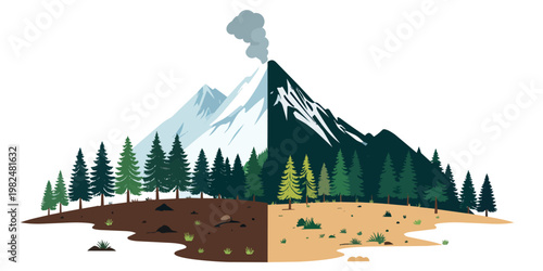 vector illustration of a landscape with mountains