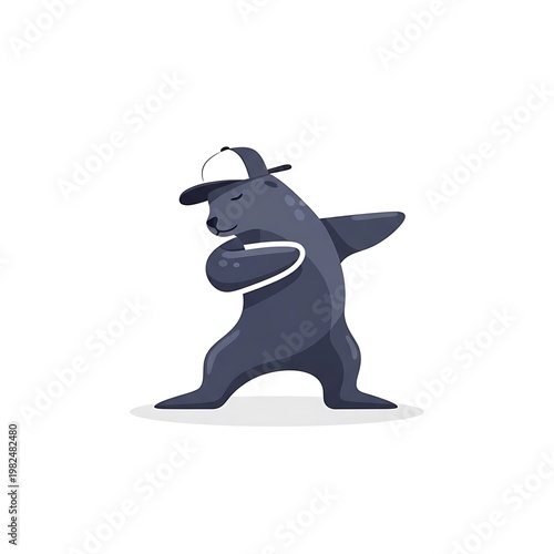 Animated illustration of a stylized seal character, wearing a cap and doing a dabbing pose on a clean, white background