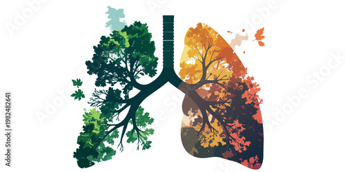 vector illustration of lungs from twigs and leaves