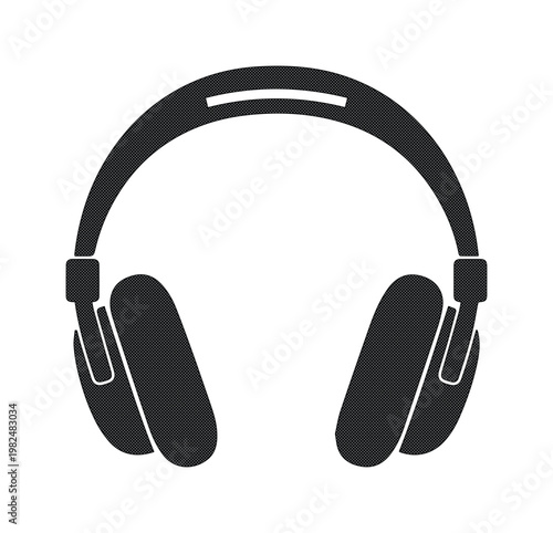 Minimalist black headphones vector icon, modern wireless headset silhouette, professional audio equipment symbol for music and podcasting