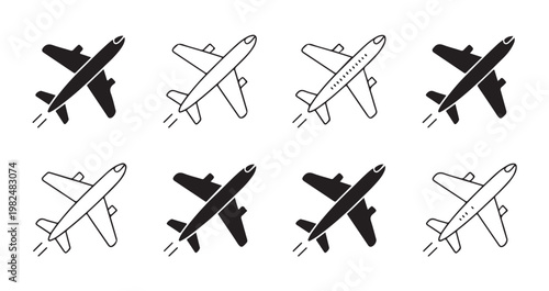 Modern airplane vector icons for aviation and travel websites.