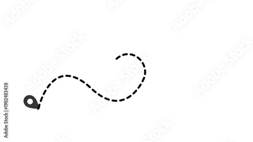 Minimal travel path animation, airplane following dotted line between pins white screen, travel and transport concept for cinematic projects, seamless loop video, 4k animation.