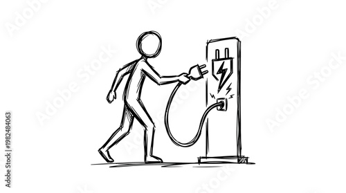 Charging Electric Vehicle Sketch