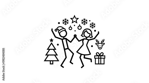 Joyful Couple Dancing at a Christmas Celebration