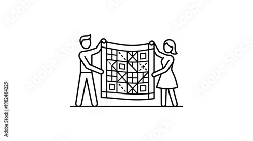People Holding Up Quilt