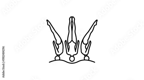 Three Divers Silhouetted Headfirst Into Water