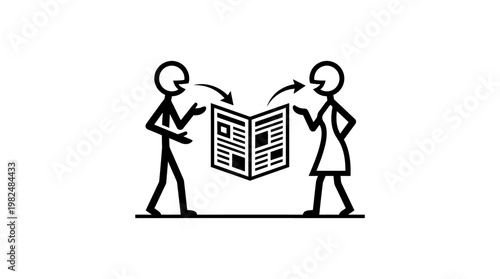 Sharing News Concept with Stick Figures