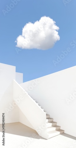 Minimalist White Staircase Scene