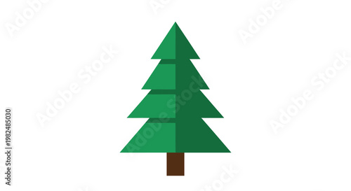 Minimalist vector illustration of a green evergreen coniferous tree.