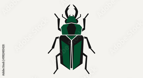 Minimalist vector illustration of a green stag beetle.