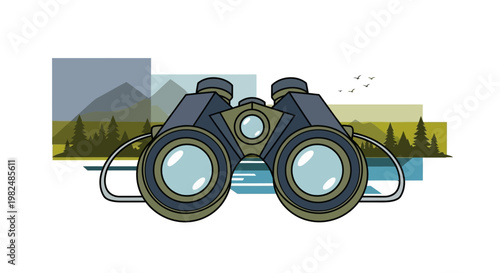 Illustration of a classic pair of binoculars.