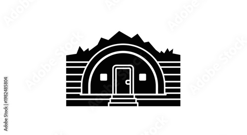 Black and white house door icon.
