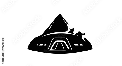 Black and white UFO spaceship icon.