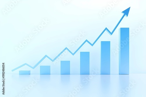 Simple Minimalist Bar Graph with Rising Arrow Symbolizing Growth Success