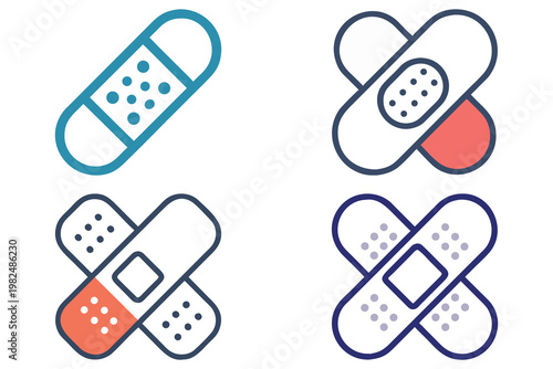 Adhesive Bandage Vector Icon - Medical First Aid Plaster