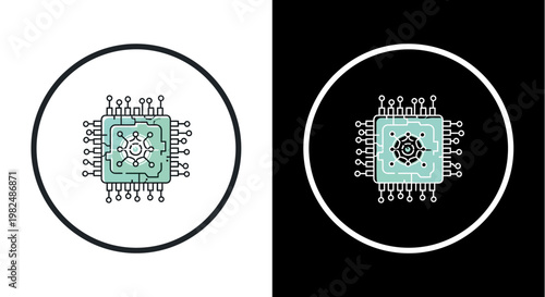 Microchip circuit board design elements.