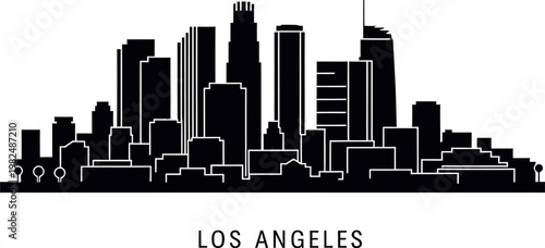 Los angeles skyline silhouette a dramatic urban landscape in black and white