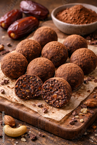 Chocolate truffles on a table